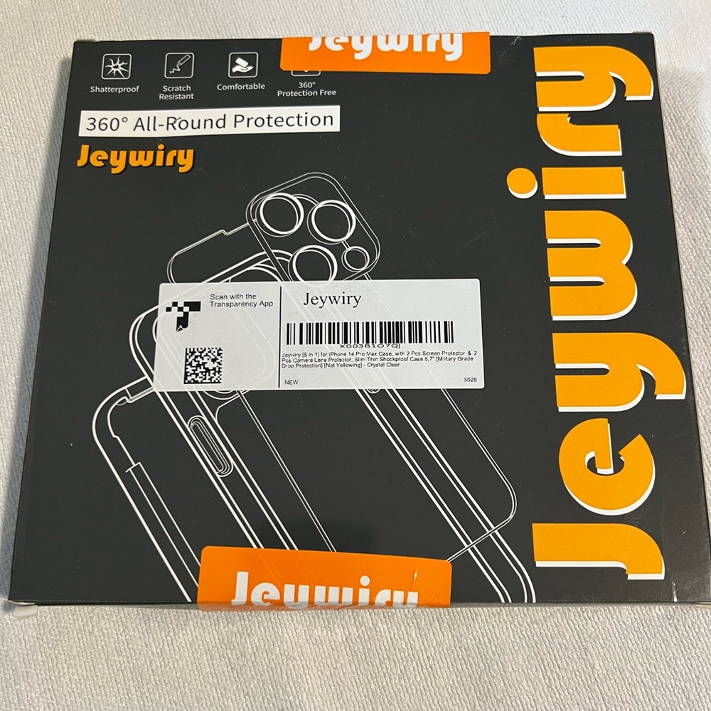 New Jeywiry 360 All Around Protection 5 in 1 for iPhone 14 Pro Max Case, Clear